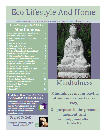 Eco Lifestyle And Home Newsletter August 2015 Mindfulness