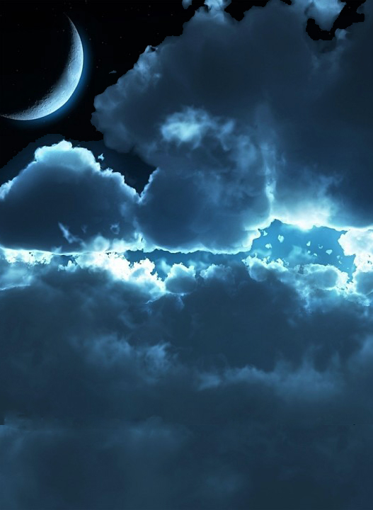 clouds and moon